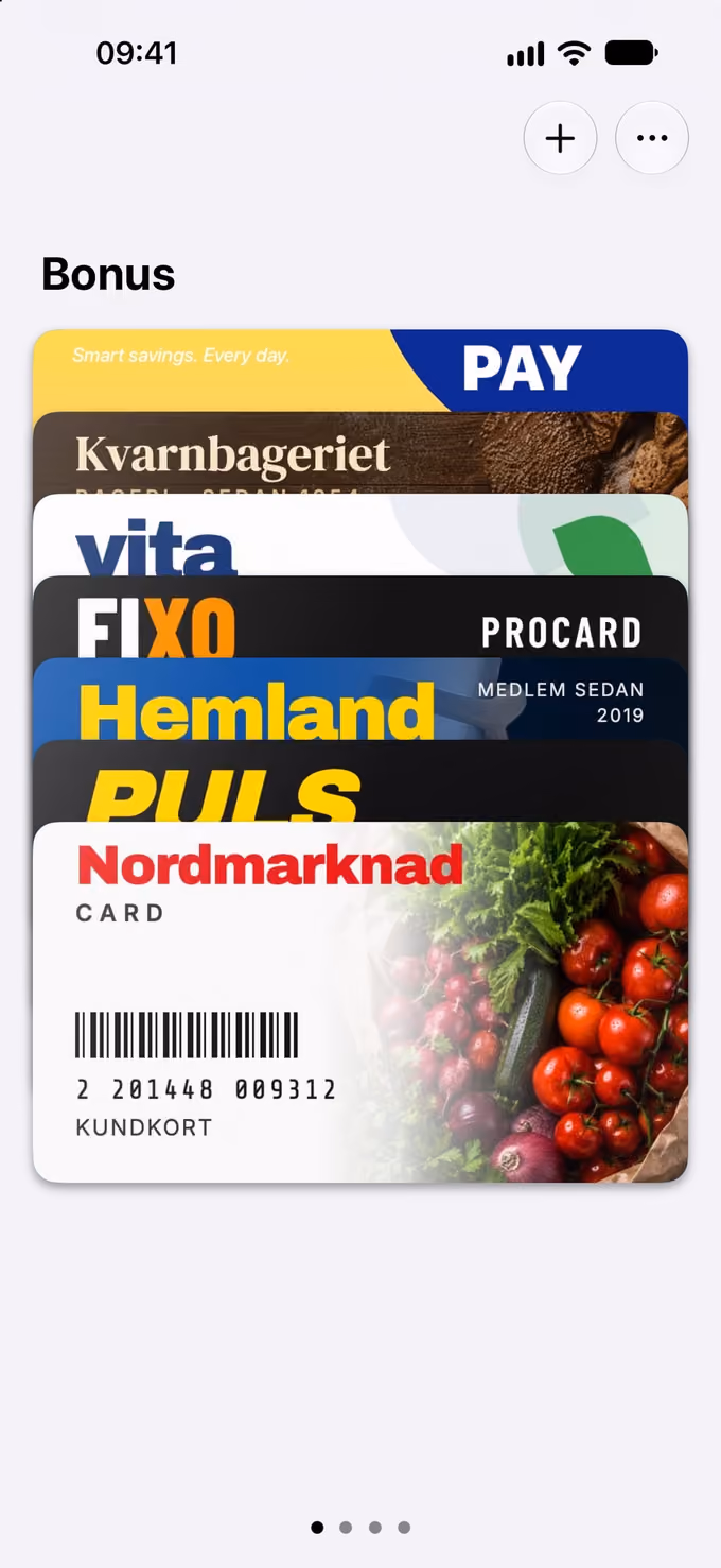 WalletCard: högen med kundkort