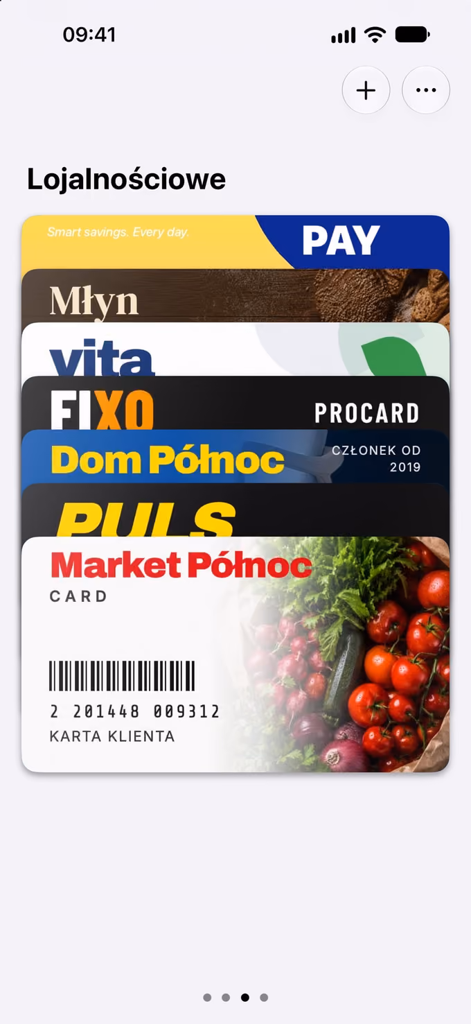 WalletCard: stos kart lojalnościowych
