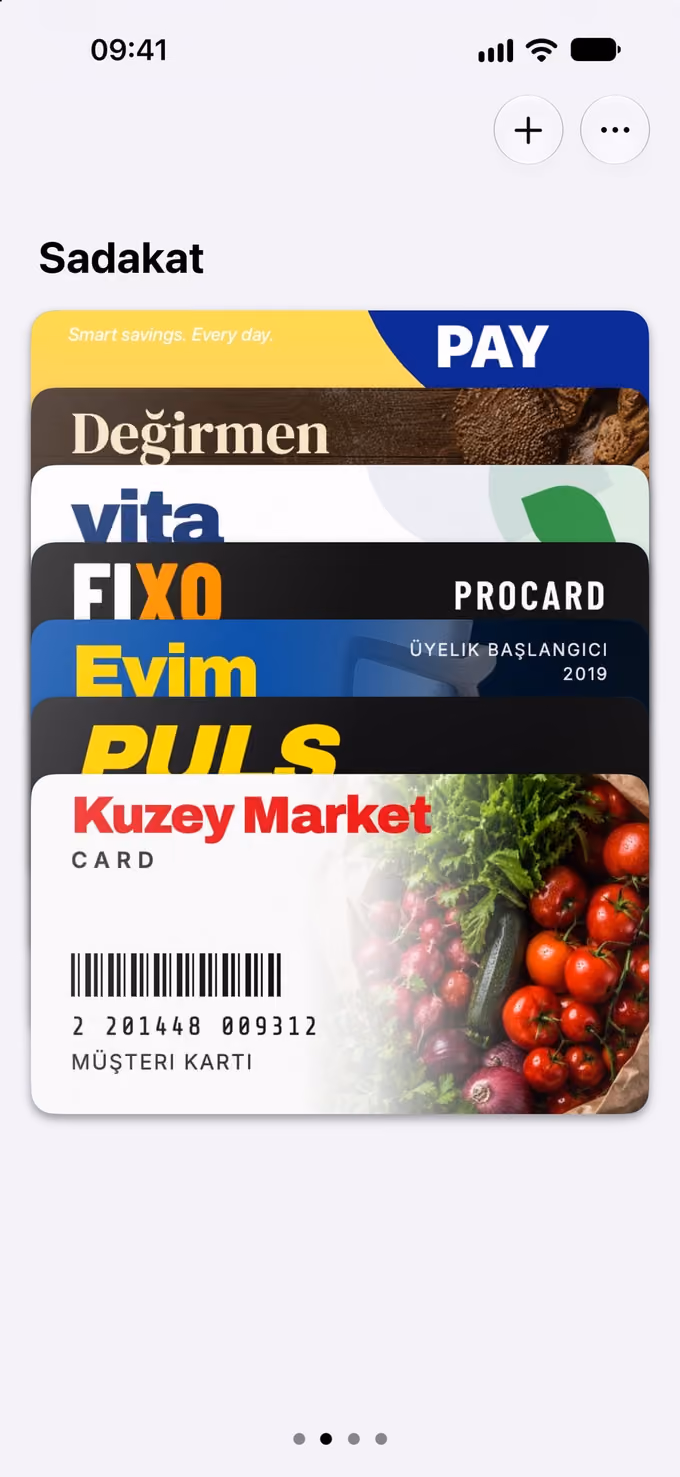 WalletCard: sadakat kartları destesi
