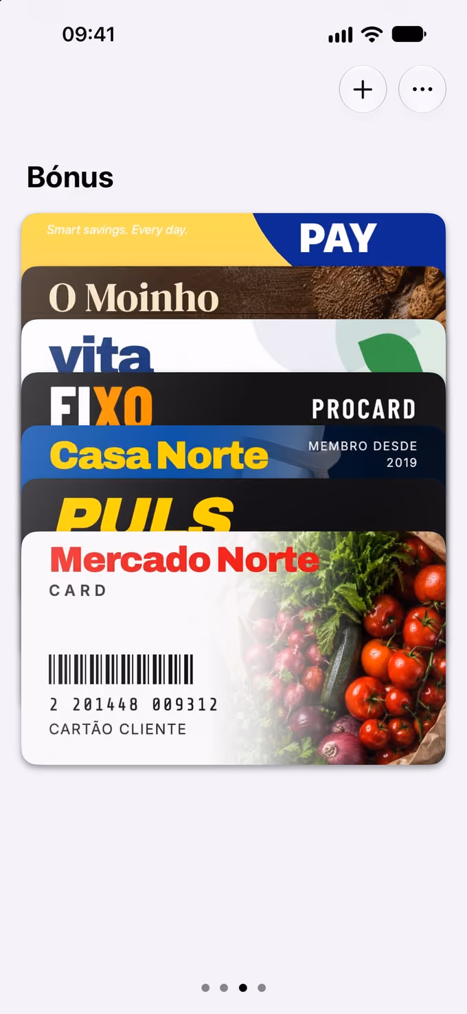 WalletCard: a pilha de cartões de cliente