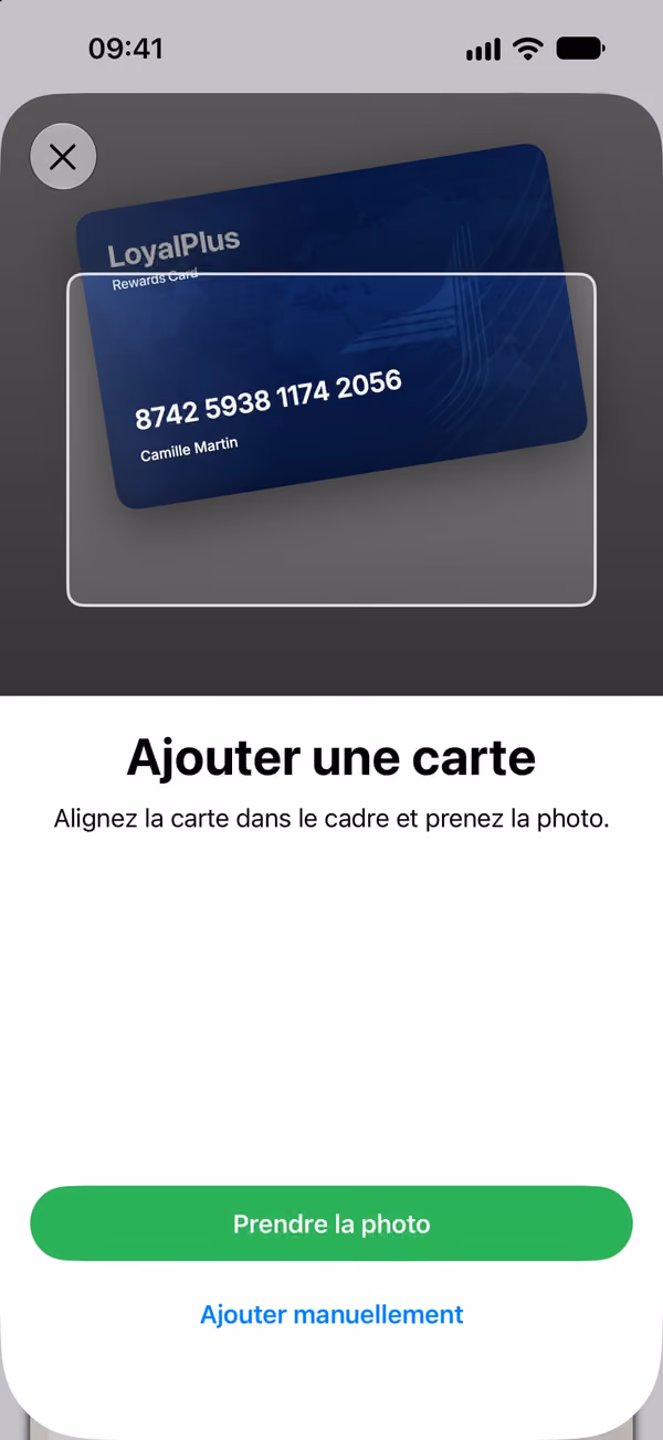 Scanner : l'appareil photo reconnaît une carte