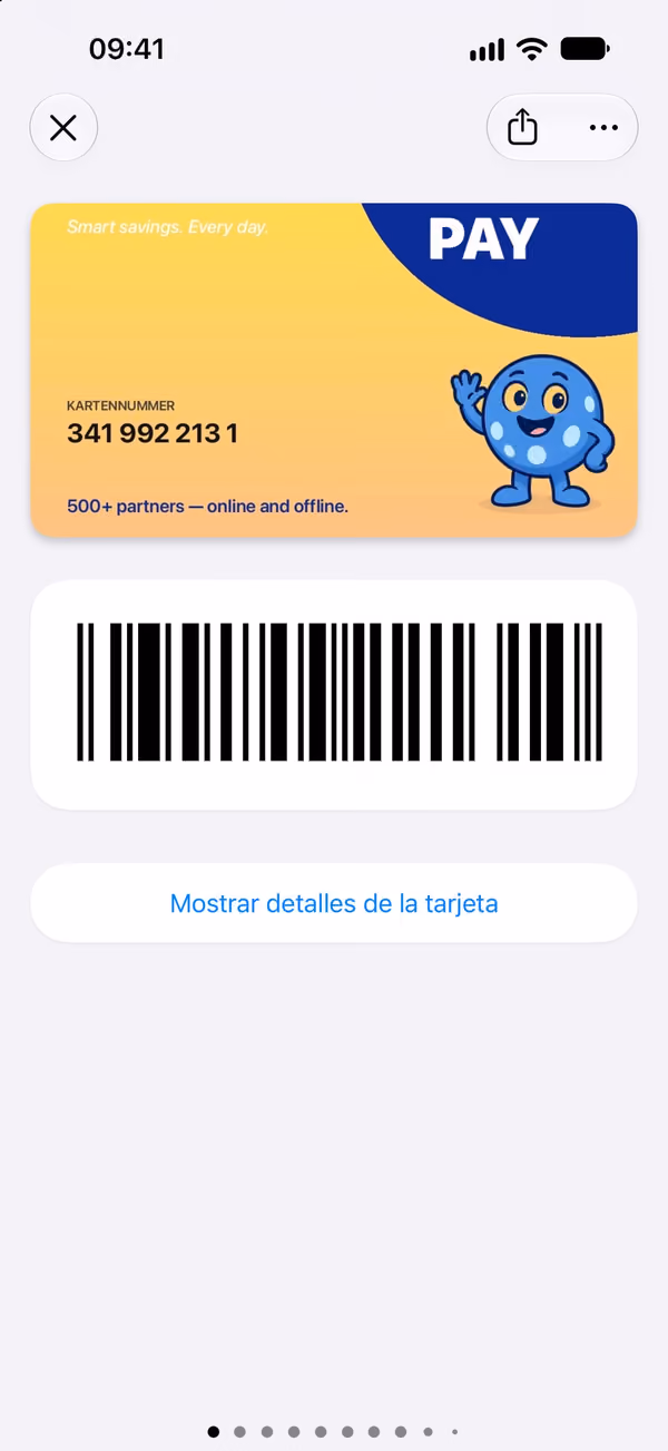 Tarjeta con un código de barras grande