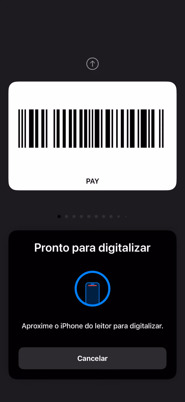 Modo caixa: código de barras em ecrã inteiro