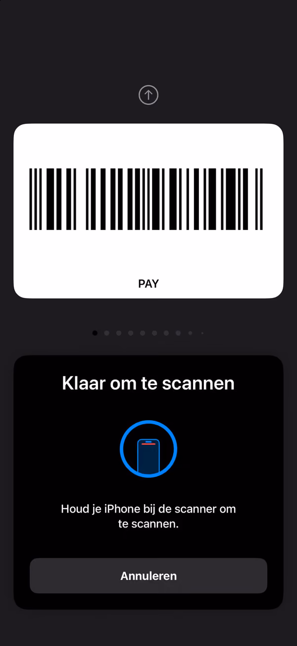 Kassamodus: barcode schermvullend